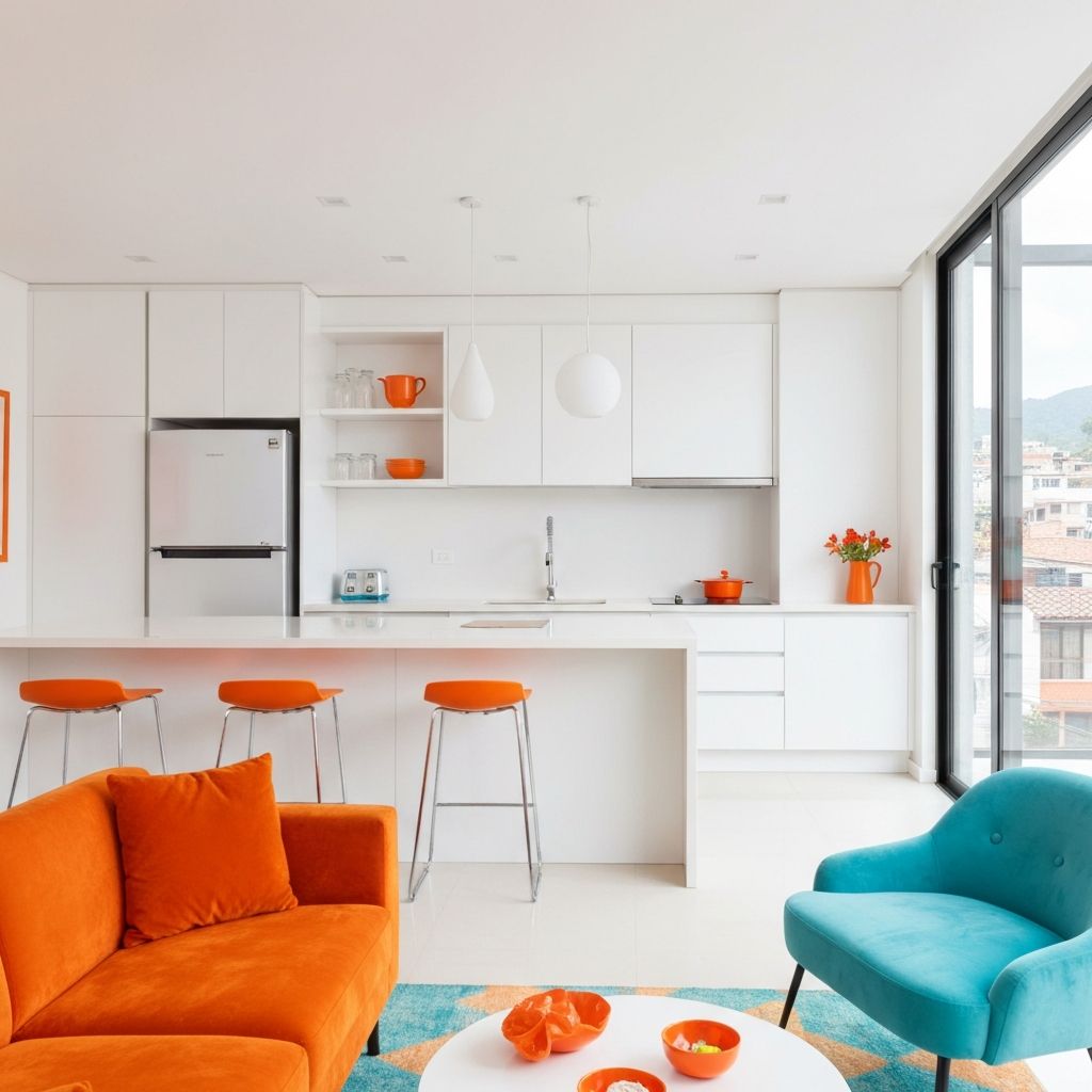 Interior moderno de kitnet compacto